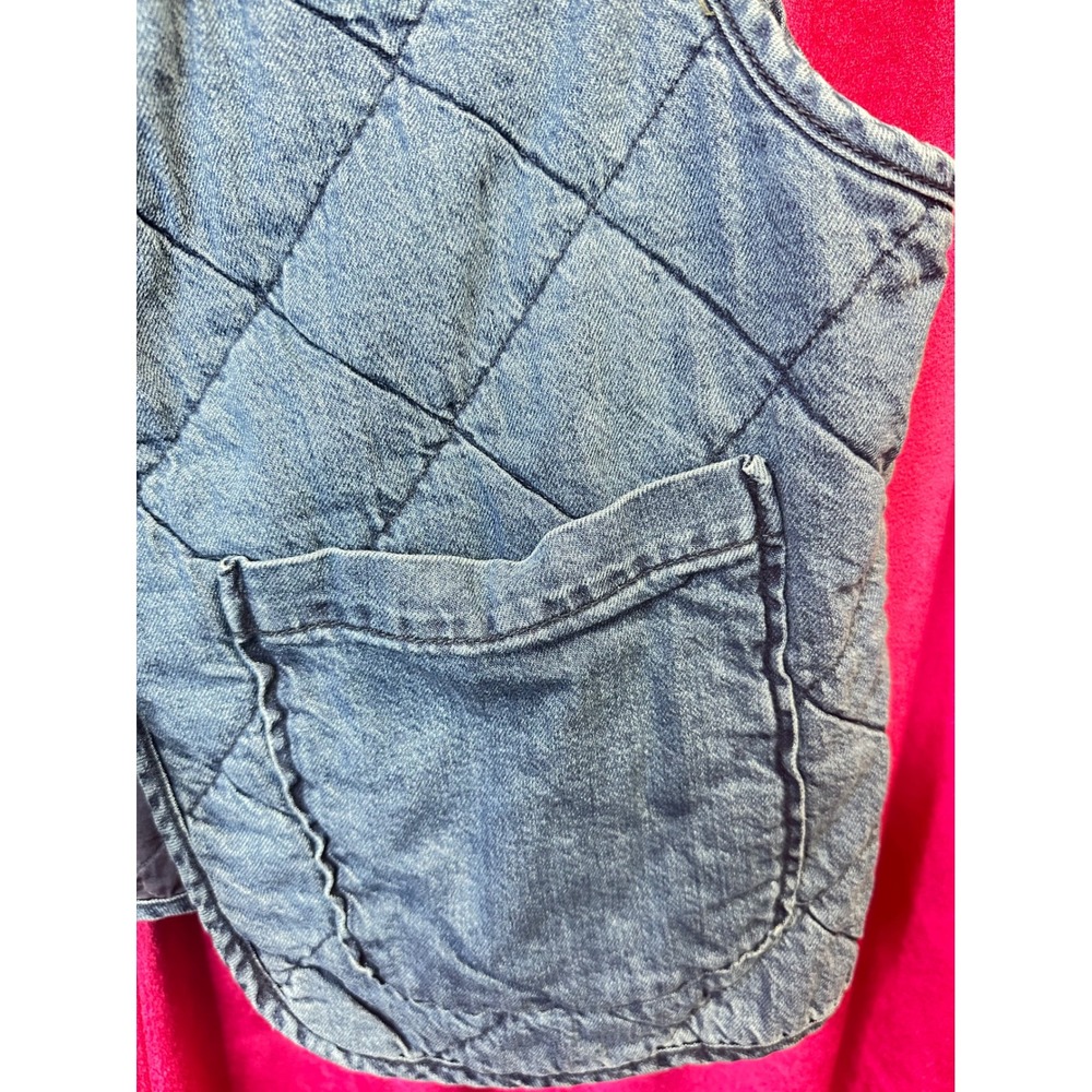 Denim Co Primark Quilted Denim Vest Medium Wash Blue Cotton Tie Front Womens M - Picture 2 of 5